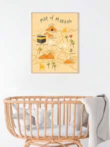 国际潮流 M-A-K-K-A-H 和麦地那地图印刷品，麦地那伊斯兰儿童房装饰海报，儿童墙壁艺术开斋节礼物，适合儿童开斋节礼物，斋月礼物，无框架 - 彩色 - 查看 11