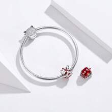 WOSTU 1pc 925 Sterling Silver Good Luck Red Chinese Elements Charm Beads Pendant Gold-Plated For Women Fit DIY Bracelet Necklace Original Fine Jewelry