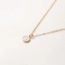 1pc Initial Letter A-Z Pendant Necklace, Gold Color Disc Charm Necklace, Suitable For Birthday, Mother's Day, Valentine's Day, Daily Wear Valentines,Mom,Mother,Mother's Day,Gift