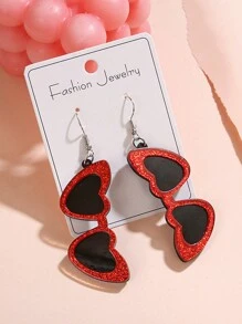 1 paire de boucles d'oreilles asymétriques en forme de cœur en acrylique, design charmant et passionné pour femmes