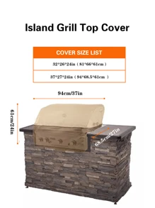 1 件防水 32/37 英寸岛式烧烤架顶盖，420D/600D 防水涂层牛津布，烧烤架盖，户外烧烤架盖，带通风口的重型烧烤架盖