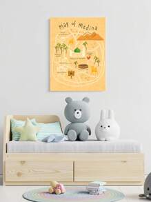 国际潮流 M-A-K-K-A-H 和麦地那地图印刷品，麦地那伊斯兰儿童房装饰海报，儿童墙壁艺术开斋节礼物，适合儿童开斋节礼物，斋月礼物，无框架 - 彩色 - 查看 12