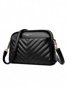 Bolso bandolera con relieve tipo litchi vintage, bolso de hombro de PU retro, bolso y monedero todo a juego para mujer