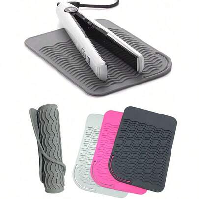 1pc Silicone Hair Curler Mat, Heat Resistant Pad, Anti-Scald Insulation Mat For Hair Styling Tools, Multi-Functional Portable Makeup Tool, Suitable For Blow Drying And Curling To Prevent Desk Damage, Hair Tools, Hair Products And Accessories For Barber Salon Beauty Back To School, Travel Holiday Essentials, Slick Back Brush, Hair Dryer, Hair Spray, Curly Hair Products, Hair Cutting Scissors, Christmas, Barbershop, Hairdressing, Hair Dryer, Curly Hair Brush, Hairdressing Equipment, Hairstyle, Hairdressing, Barbershop, Hairdressing Equipment