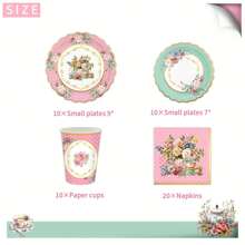 Tea Party Supplies Floral Party Dinnerware Tea Party Decorations 10 Paper Tea Cups And Saucers, Plates Napkins For Tea Party Brial Shower Birthday Wedding - 20241121-fM-tea Party Tableware - View 2