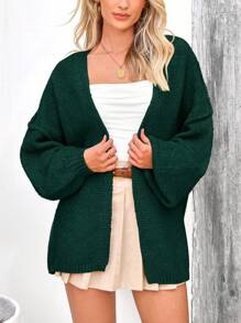 Women's Oversized Cardigan Fall Long Lantern Sleeve Knit Cardigan Lightweight - Cypress green - View 4