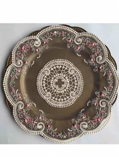 1pc French Lace Tablecloth, Sophisticated And Atmospheric Dining Mat Household Decor