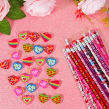 Set de 24/48/72 lápices surtidos para el Día de San Valentín con borradores con forma de corazón para regalos de San Valentín, regalos de intercambio, suministros para fiestas de San Valentín, regreso a clases