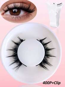 一对 C 卷磁性假睫毛套装，带专业涂抹镊子，可重复使用，无胶假睫毛，漫画睫毛，自然长蓬松仿貂毛柔软毛，轻盈眼妆工具，适合美容旅行派对