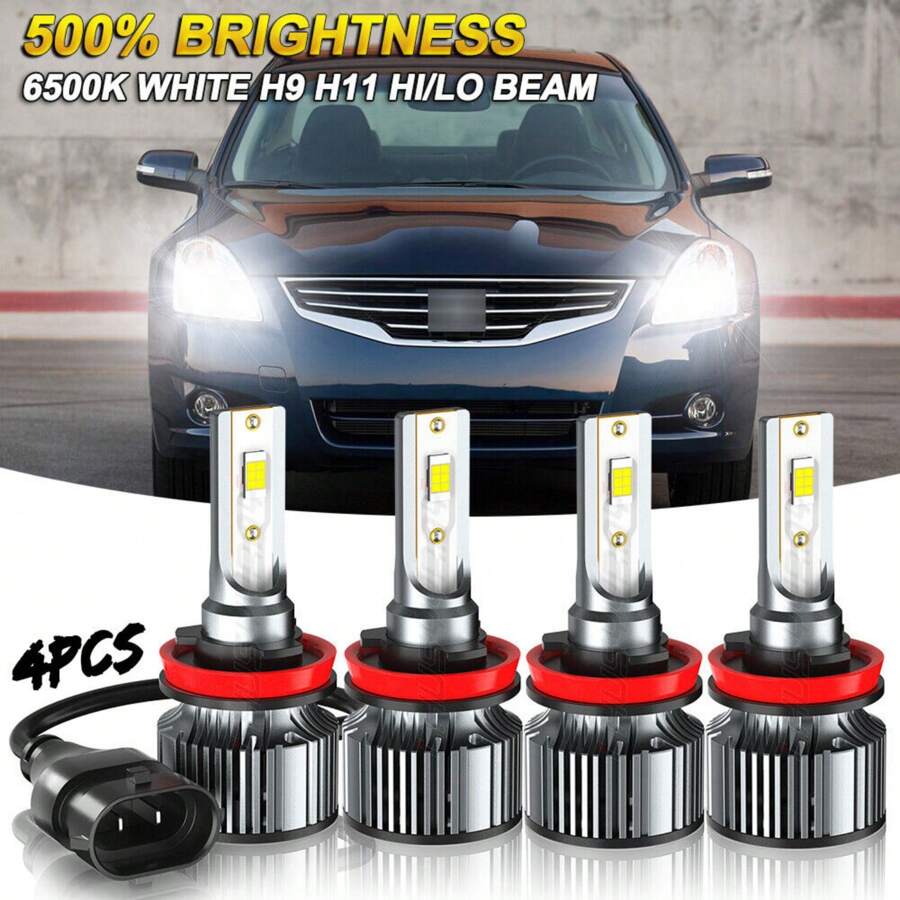 CHUSYYRAY For 2007-2017 Nissan Altima 4X LED Headlight Bulbs High/Low Beam H9 H11 6500K - 1 - 查看 1