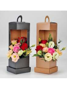 1/2 piezas Caja de embalaje para ramo de flores del Día de San Valentín, caja de regalo floral, caja para arreglos florales, bolsa de regalo de manualidades, suministros de embalaje para floristería, decoración para fiesta de boda del Día de San Valentín - Multicolor - Ver 7