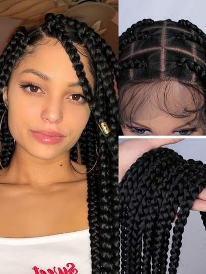 优雅韩国真丝直发女士假发，36 英寸全蕾丝盒编织假发，360 度蕾丝区域，100% 密度双蕾丝手工编织玉米假发，带大方形无结设计