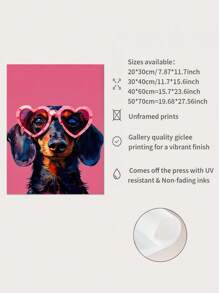1pc Dachshund Canvas Art Painting, Modern Decorative Art Style Dog Wall Art, Frameless Animal Theme Ink Painting, Retro Pink Wall Decor, Suitable For Bedroom, Living Room, Home Office - Vertical Poster, Birthday Graduation Gift - Multicolor - View 7