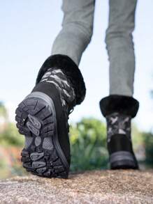 Botas con forro polar antideslizantes para invierno, botas gruesas con camuflaje, botas militares de entrenamiento, botas de nieve para mujer, botas deportivas y de viaje unisex, botas tácticas militares, botas negras, botas de trabajo, botas de senderismo para hombre