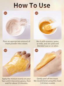 Máscara Facial de Gelatina de Cúrcuma, Ouro e Carvão de Bambú - Máscara de Gelatina Hidratante, Iluminadora e Nutritiva | Pó de Máscara de Gelatina