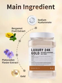 Máscara Facial de Gelatina de Cúrcuma, Ouro e Carvão de Bambú - Máscara de Gelatina Hidratante, Iluminadora e Nutritiva | Pó de Máscara de Gelatina