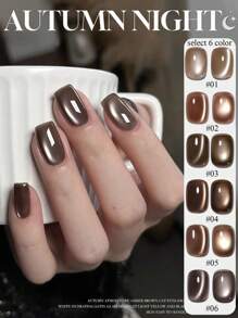 12ml春夏热销美甲秋夜猫眼胶指甲油美甲沙龙专用黑色灵动琥珀棕红色玻璃珠指甲胶秋冬美甲万圣节美甲美甲用品圣诞美甲