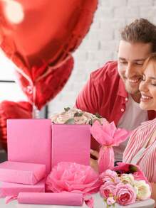 50 hojas de papel de seda negro de 20"X14" a granel para bolsas de regalo, papel de envolver para manualidades DIY, decoración de cumpleaños, Halloween, festivales, vacaciones, Día de San Valentín, boda, horneado de pasteles, materiales florales - Rosa - Ver 3