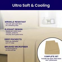 Luxurious Ultra Soft 3-Piece Bamboo Fiber Bed Sheet Set With Deep Pockets - Twin - Khaki - View 6