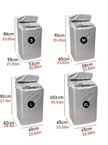 1 pieza Cubierta para lavadora, hecha de tela Oxford, resistente al agua y a los rayos UV, adecuada para lavadoras automáticas de tambor y pulsador, a prueba de polvo y reforzada, se puede usar como bolsa de almacenamiento, organizador o bolsa de utilidad, para bodas, Y2K, fiestas - Plateado - Ver 6