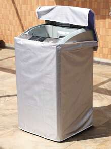 1 pieza Cubierta para lavadora, hecha de tela Oxford, resistente al agua y a los rayos UV, adecuada para lavadoras automáticas de tambor y pulsador, a prueba de polvo y reforzada, se puede usar como bolsa de almacenamiento, organizador o bolsa de utilidad, para bodas, Y2K, fiestas - Plateado - Ver 2