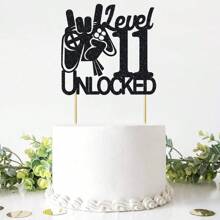 1 件电子游戏等级 8-16 解锁生日蛋糕装饰黑色闪光 8 9 10 11 12 13 14 15 16 岁生日蛋糕装饰升级派对装饰用品 - 黑色 - 查看 15