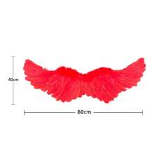 Adult Angel Wings Deluxe Feather Wings With Elastic Straps Halloween Costume Accessory For Men Women - 紅色 - 查看 6