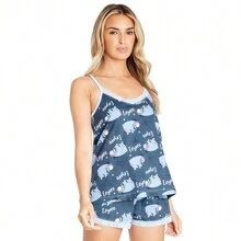 Disney Stitch Pyjama Shorts Vest PJ Set Soft Breathable Loungewear Summer Sleepwear Gift - Blue - View 1