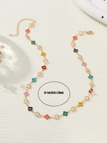 1 buc. Colier cu lanț cu flori colorate în stil boem pentru bărbați, atmosfera de vară, Valentines, mama, mama, ziua mamei, cadou