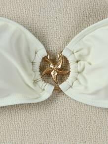 Fashionable Casual White Bandeau Bikini