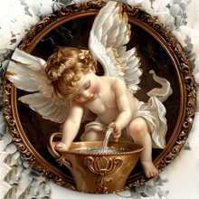 20.32x20.32cm Round Metal Charming Angel Plaque - Ideal For Wall Art And Wreath Decor, Artist's Choice With Random Hole Styles - Multicolor - View 1