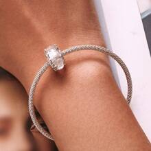 bamoer 1 件 925 纯银可爱粉红蝴蝶欧洲穆拉诺玻璃吊饰蓝色雪花珠适用于 DIY 吊饰手链圣诞礼物