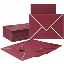 20 Pack Black Envelopes For Invitations With Gold Border, Self Adhesive Envelopes With V-Flap, Great For Graduation, Invitation, Shower, Wedding