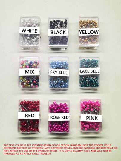 100枚/盒 彩色亮片别针/DIY串珠别针/彩色大头别针/彩色固定别针（约4厘米长，白色/黑色/绿色/蓝色/粉色/品红色/黄色/红色/混合色）