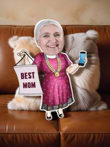 1pc Custom 3D Face Photo Pillow - Personalized Shaped Pillow From Your Photo, Funny Cartoon Face Pillow, Double-Sided Print, Unique Gift For Mom, Teacher, Grandma, Wife, Girlfriend, Or Friend, Ideal For Birthdays, Anniversaries, Valentine's Day, Weddings, Graduation, Mother's Day, And Christmas. Perfect For Home Decor