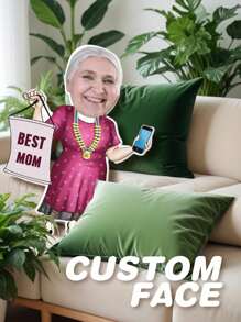 1pc Custom 3D Face Photo Pillow - Personalized Shaped Pillow From Your Photo, Funny Cartoon Face Pillow, Double-Sided Print, Unique Gift For Mom, Teacher, Grandma, Wife, Girlfriend, Or Friend, Ideal For Birthdays, Anniversaries, Valentine's Day, Weddings, Graduation, Mother's Day, And Christmas. Perfect For Home Decor