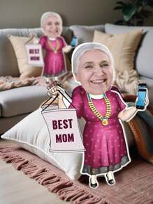 1pc Custom 3D Face Photo Pillow - Personalized Shaped Pillow From Your Photo, Funny Cartoon Face Pillow, Double-Sided Print, Unique Gift For Mom, Teacher, Grandma, Wife, Girlfriend, Or Friend, Ideal For Birthdays, Anniversaries, Valentine's Day, Weddings, Graduation, Mother's Day, And Christmas. Perfect For Home Decor