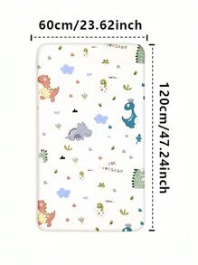 1pc Baby Crib Mattress Cover 120*60cm, Cartoon Print, Breathable & Absorbent, Suitable For All Seasons, Detachable Mattress Pad Love Valentine