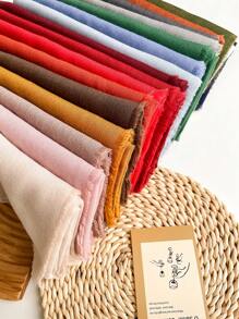 1 件优质春季新款亚麻 130 厘米方形披肩，纯色真丝围巾/披肩，适合女士 - 多色 - 查看 4