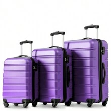 ABS Hard Shell Travel Trolley Suitcase,4-Wheel Luggage Set Hand Luggage 20 Inch Purple - Multicolor - View 9