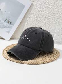 Boné de beisebol unissex ajustável com estampa de sol, montanha e pôr do sol, bordado em poliéster, estilo casual para esportes ao ar livre, praia e rua, para todas as estações