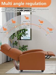 Recliner Chair PU Leather Recliner Sofa Home Theater Seating With Lumbar Support Overstuffed High-Density Sponge Push Back Recliners Armchair For Living Room - Tan - View 3