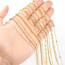 1 m/39,37 po Chaîne dorée brillante de haute qualité en acier inoxydable, convient pour la création de bijoux de mode DIY tels que colliers, bracelets, bracelets rigides, chaînes de sac et accessoires vestimentaires, idéal pour porter lors des fêtes, des anniversaires, de Noël, du Nouvel An et de la Saint-Valentin - chaîne - Voir 6