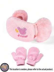 2pcs Kids Cute Cartoon Face Mask With Ear Warmers, 2-In-1 Dust-Proof Warm Mouth & Ear Cover Set For Autumn/Winter - Multicolor - View 3