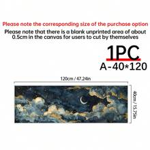 1/3 件星夜帆布墙艺术 - 充满活力的天体艺术品，带有新月、全景夜空印刷品、印象派云彩绘画复古装饰、美学海报 - 家居装饰 - 客厅、卧室 - 彩色 - 查看 15