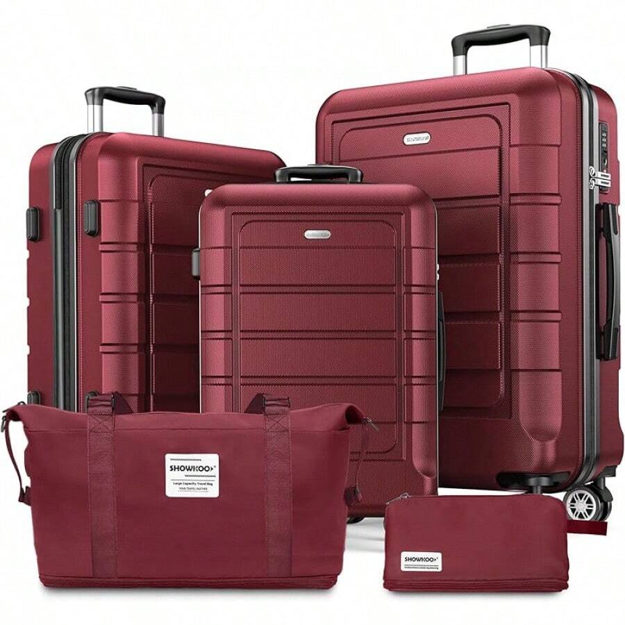 SHOWKOO Luggage Sets Expandable PC+ABS Durable Suitcase Sets Double Wheels TSA Lock 4 Piece Luggage Set Orange - Red - View 1