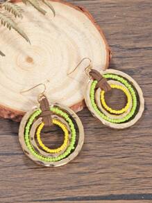 1 对波西米亚风 4 环橙红色和金色合金耳环 - 彩色 - 查看 6