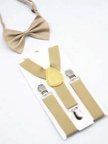 2pcs Kids Solid Color Bow Tie & Suspenders Set, Suitable For Wedding, Party, Birthday, Christmas, Halloween, School Events, Daily Wear For Boys And Girls - one-size - View 12