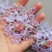 1 Yard Pearl Flower Pattern Lace Trim Embroidered Lace Ribbon Fabric, Sewing Decoration Accessory - Multicolor - View 18