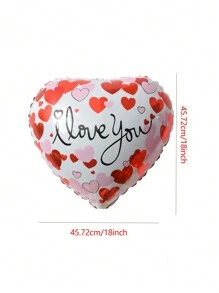 10pcs 18-Inch Heart Shaped Balloons, Valentine's Day "I Love You" Helium Balloons, Wedding Decoration, Valentine's Day Decor, Back To School Season - Multicolor - View 4
